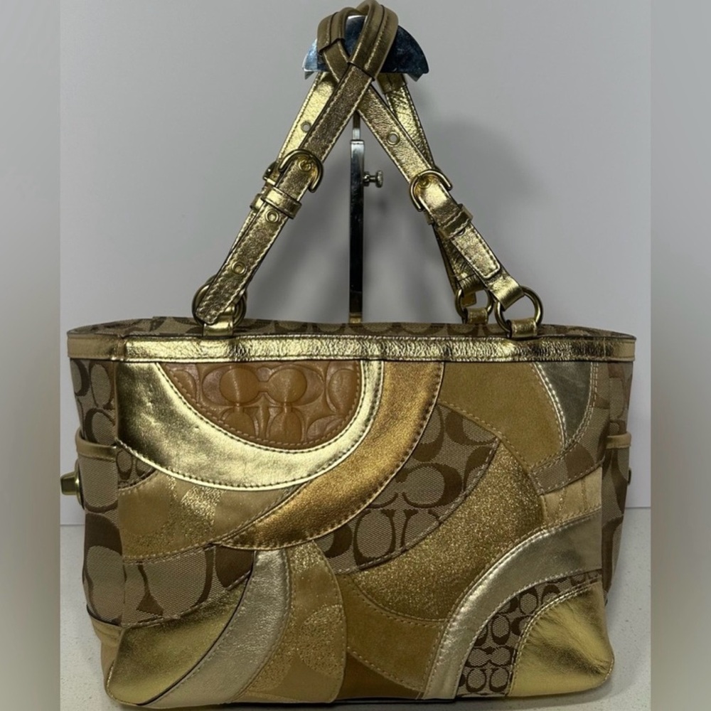 Coach Mosaic Gold and Brown Tote Bag